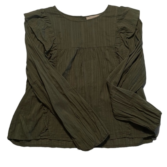 LOFT Women’s Long Sleeve Embroidered Blouse with Ruffles Size Medium - Picture 2 of 7